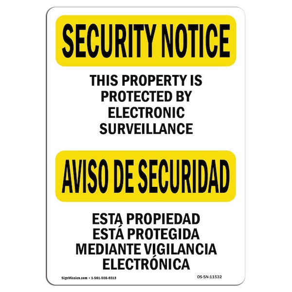 OSHA Security Sign, 3.5" Height, 5" Width, Electronic Surveillance Bilingual, Landscape, 10PK